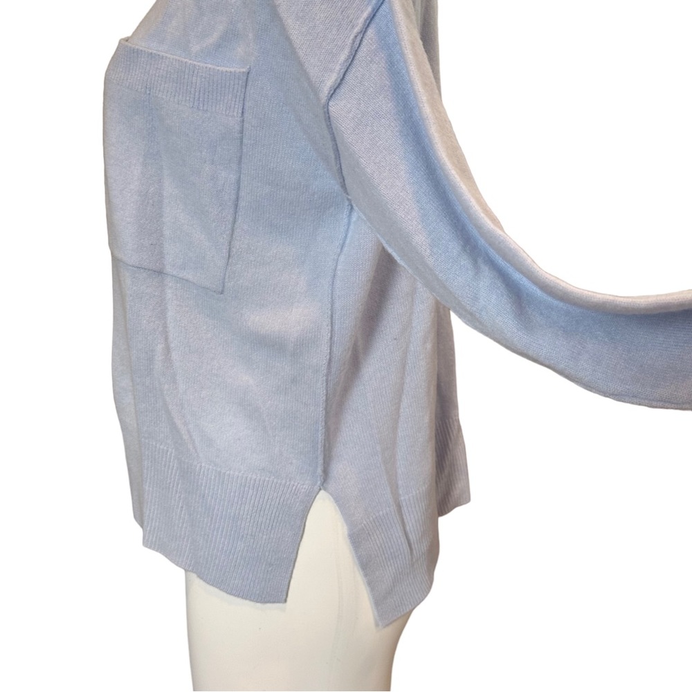 NWT Aqua Cashmere Pocketed 100% Cashmere Blue Pullover Sweater XS - Picture 4 of 6